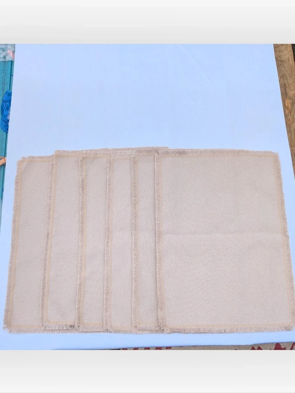 Rinpon NWT Boho Linen-Style Fringed Placemats Set Of Six